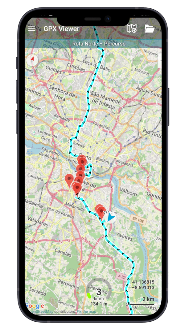 Track GPX Rota Norte - App telemóvel